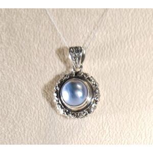 Bali Blue Mabe Pearl Pendant Sterling Silver